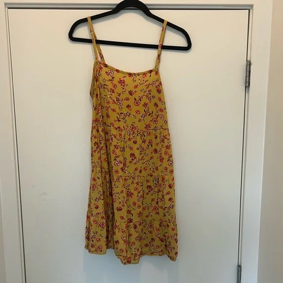 Old Navy Mustard Dress with Red Floral Print - Picture 1 of 3
